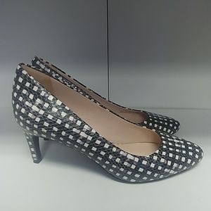 Cole Haan 9.5 black white purple checked heels